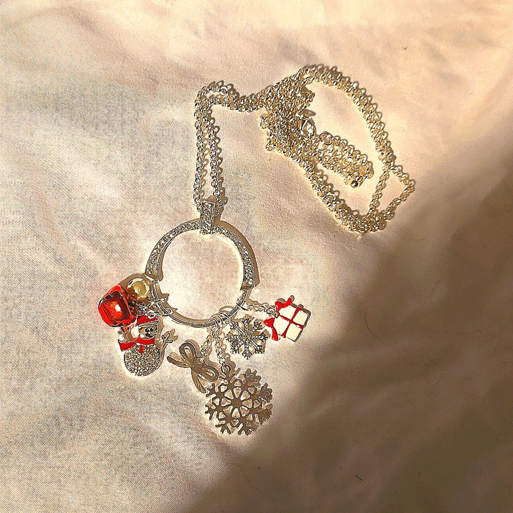 Silver Necklace with Christmas Charms